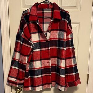Women’s Red Plaid Flannel Shacket